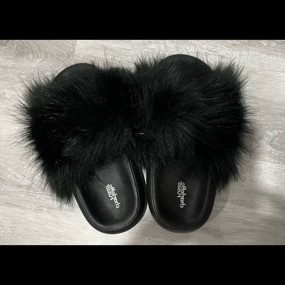 Charlotte Russe Shoes - Black fuzzy slippers